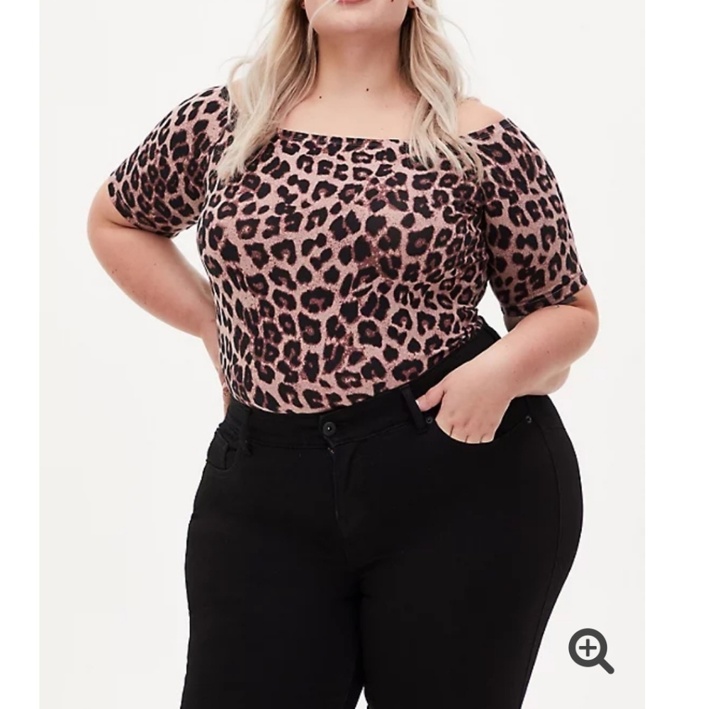Torrid (2) Foxy Bodysuit - Leopard Off Shoulder